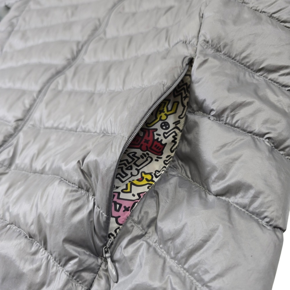 Uniqlo MoMA Keith Haring Silver Puffer Jacket Down Hooded 2014 Special Edition 8 - Picture 11 of 13